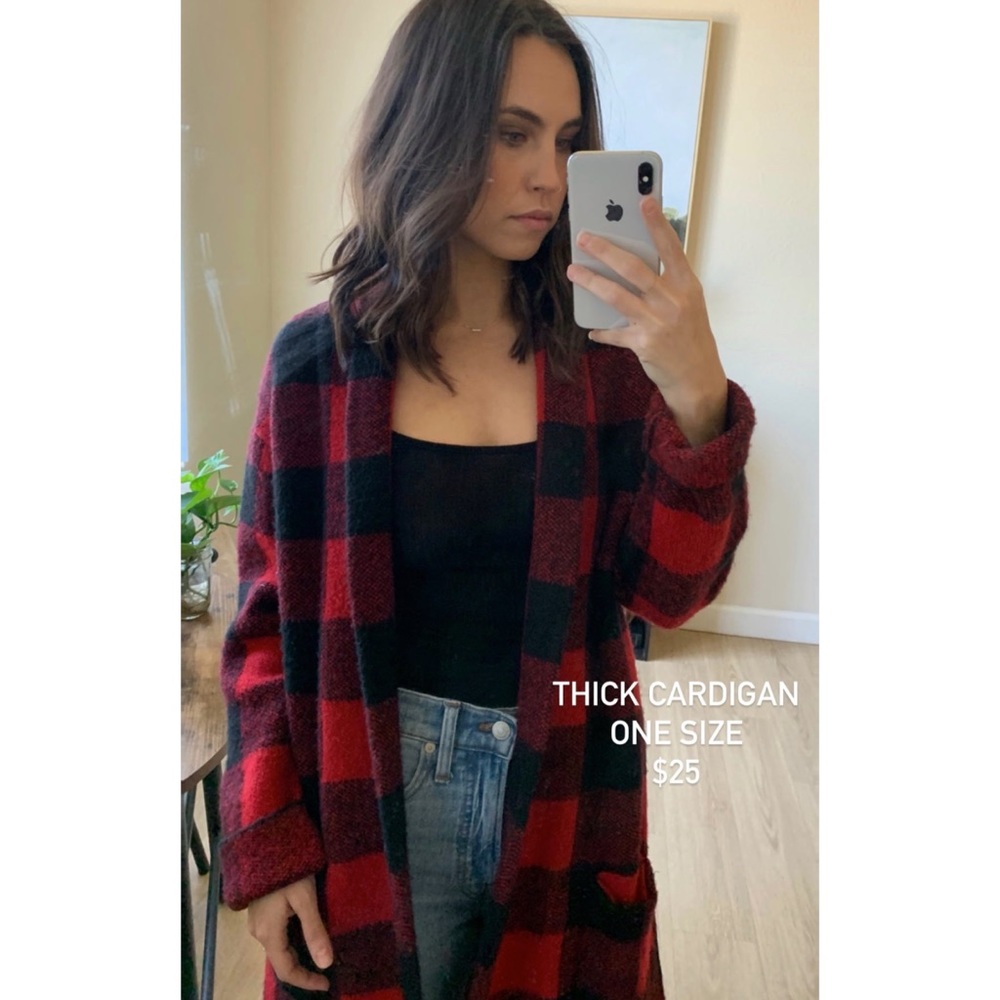 Buffalo print thick cardigan / jacket. OS.